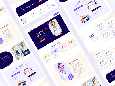 Cardio - Cardiologist Portfolio Landing page. branding clinic design doctor figma flat health icon illustraion logo medical portfolio trend 2020 typography ui ux web website