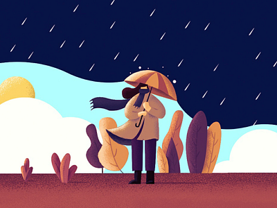 Weather - Flat Illustration character design dribble flat illustration girl illustration photoshop vector illustration weather