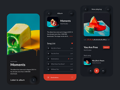 Music Player App UI - Dark Mode II app concept dark mode design landing minimal mobile music app music player ui ux website