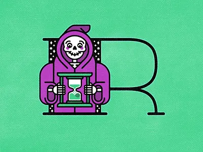 R - Reaper 36 days of type 36daysoftype alphabet custom type death design graphic design illustration letter lettering minimal mythical r reaper skeleton type typography vector