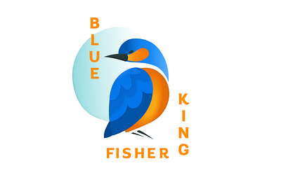 Blue Kingfisher birds design illustration typography vector