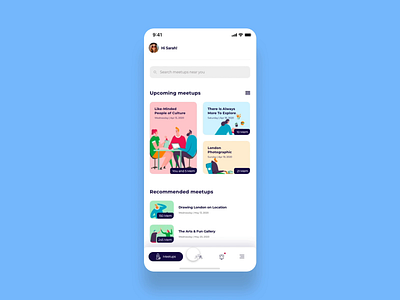 Dribbble Meetup App interactions animation app branding creative creative direction design dribbble flat design follow illustration interaction location map material meetup trending ui ux vector