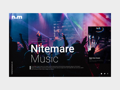 Nitemare Music branding design flat typography ui ux web website website design