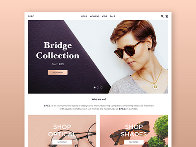 Daily UI #003 / Landing Page 003 daily100 dailyui glasses landing page minimal shop store ui ux webdesign