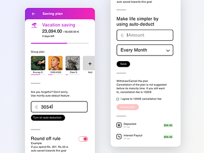 Banking - saving group plans app clean design flat interaction ios minimal simple ui ux