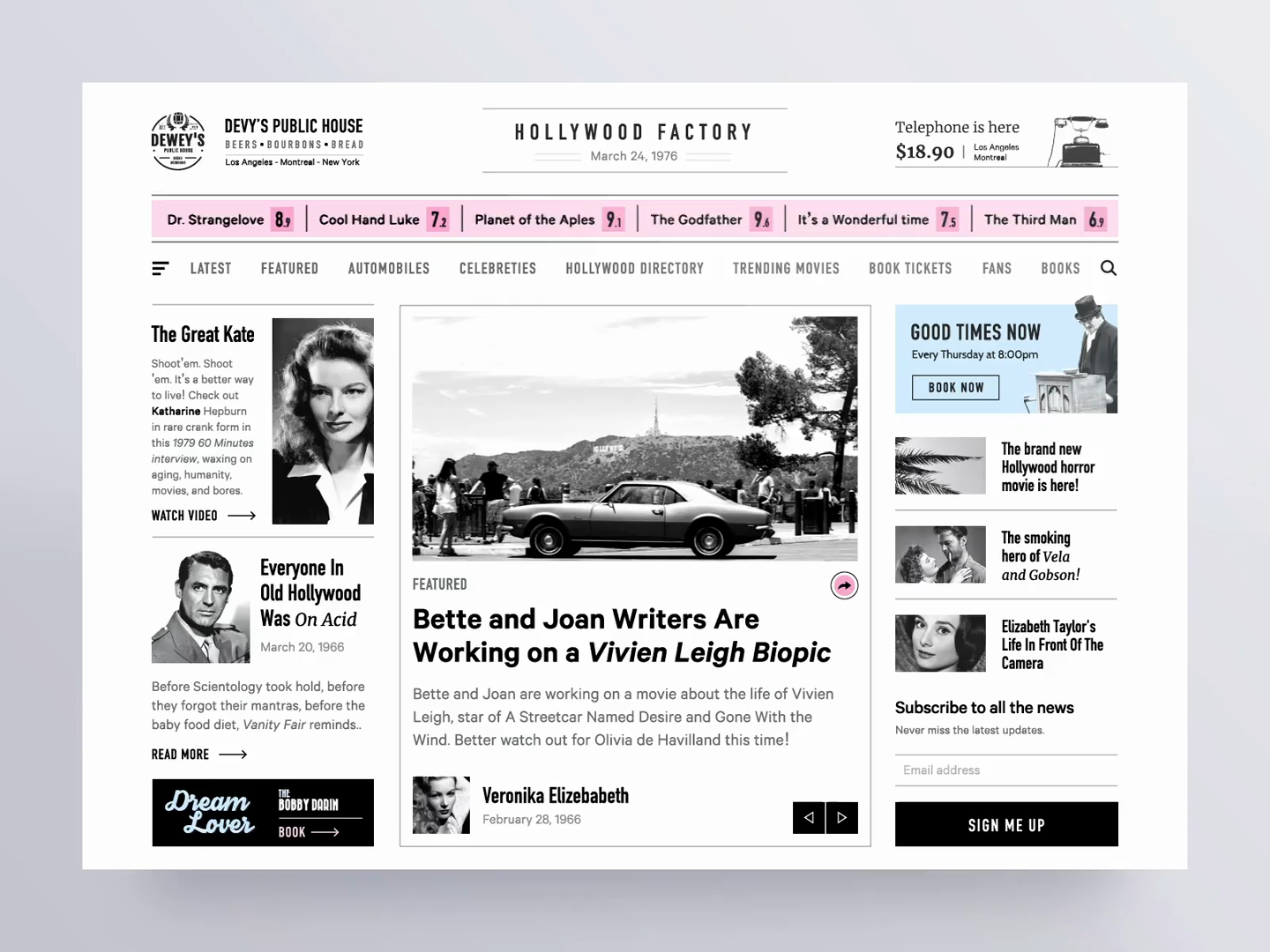 Example of Retro news web app