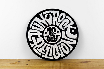 Punk Rock Is My Religion hand lettering hand painted handlettering interlock lettering punk rock record sign painting signpainting vinyl