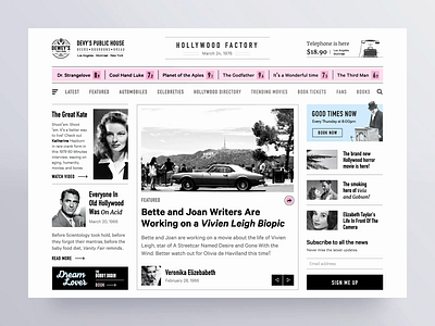 Retro news web app animation app article blog clean design hollywood media minimal news news app old retro story typography ui ux vintage web