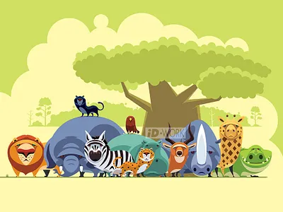 group of safari animals adobe illustrator art cartoon cartoonillustration character character art design digitaldrawing graphic design graphicart graphicdesign graphics illustration illustrator vector vector artwork vectorart vectordrawing vectorgraphics vectorillustration