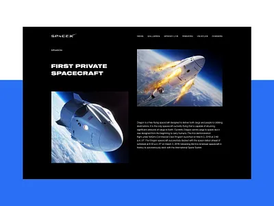 SpaceX Redesign (Dragon and Suit page) clean concept corporate dark dark ui design dragon elon musk galaxy minimal modern redesign space spacecraft spaceship spacex ui ux web design website