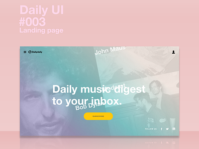 Playlist Subscription Landing Page-Daily UI #003 big challenge daily dailyui digest landing page letters logo music overlap playlist spotify ui ux