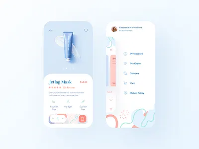 Cosmetics Mobile App - part 2 app buy cart cosmetics cream description iphone makeup menu mobile product shop ui