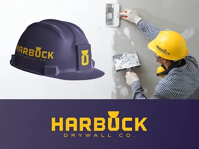 Harbuck Drywall Co.® branding construction drywall drywall logo graphic design heyo! logo mud plaster platering putty knife