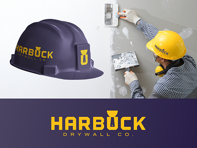 Harbuck Drywall Co.® branding construction drywall drywall logo graphic design heyo! logo mud plaster platering putty knife