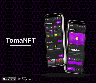 TomaNFT blockchaindesign blockchainui cryptoapp cryptotrends cryptoui cryptowallet darkmodeui defiapp digitalassets dribbbleshots fintechui minimalcrypto mobileexperience nextgenui nftappdesign nftart nftdesign nftmarketplace trendingdesign web3design