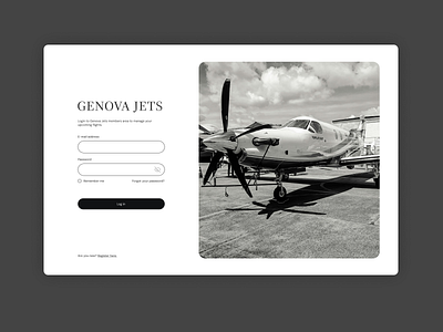 Private Jets Website - Members Area Login Page (Concept) product design web design