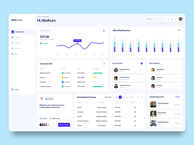 LMS Dashboard UI – Modern & Intuitive admin panel dashboard design design inspiration edtech learning management system lms neumorphism nirdhum ui uiux user interface ux web app