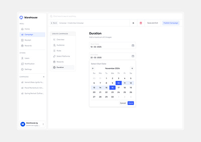 Set Campaign Duration - Web Ui design ui ui design ux ux design