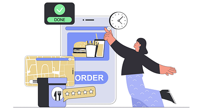 Delivery Food 2D Animation 2d animation cafe courier delivery fast food flat food illustration map map navigation meal mobile app motion online order restaurant service shipping takeaway tracking