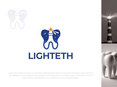 Lighthouse teeth logo business clinic dental dentist graphic design illustration light lighthouse teeth logo logo logo design logotype negative space night sea symbol teeth tooth vector