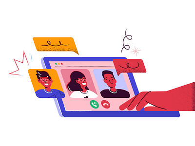 Video Call call cute illustration laptop vector video working