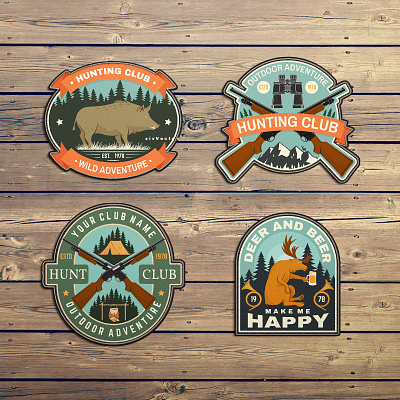Hunting Club Patches adventure badge elk hunter hunting moose mountain outdoor patch tent