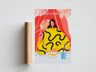 good morning artwork goodmorning graphic design illustration poster red