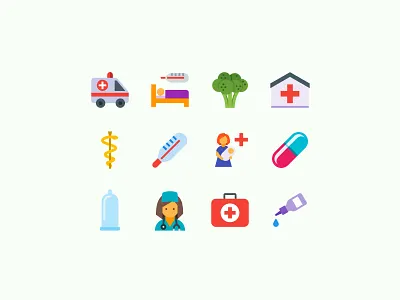 Color Medical Icons color icons design design tools doctor flat design flat icons graphic design health healthcare hospital icon design icon pack icon set icons illustration illustrator medical care ux vector art web design