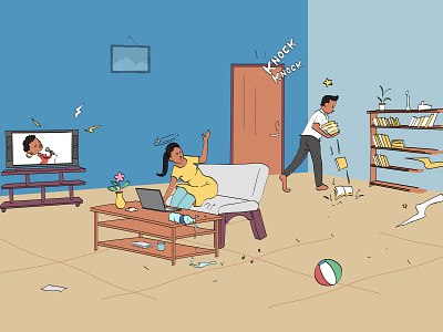 Working from home art direction concept art illustration remote working
