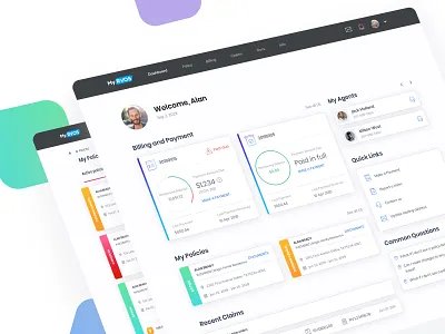 RVOS Customer Web Portal customer customer portal dashboad dashboard design dashboard ui flat insurance insurance company interface minimal ui uiux ux web webdesign webinterface