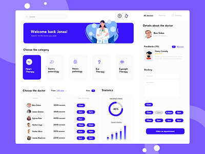 Doctor Appointment Dashboard UI dashboard design dashboard ui doctor app doctor appointment doctor dashboard landing page design ui ux vector webapp design webapplication webdesign