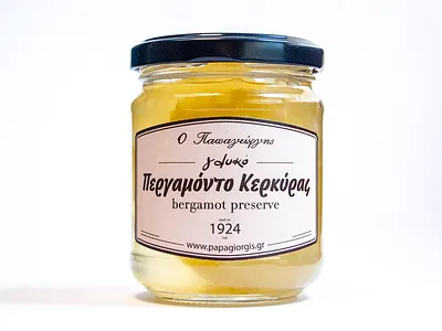 label for Papagiorgis patisserie preserve brand design dessert desserts identity label packaging typogaphy