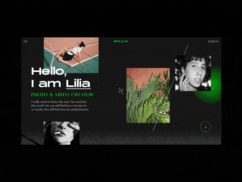 Bolilia Photographer Portfolio — Scroll Animation animated gif animation art concept design fasion homepage interaction interface models motion photo photographer portfolio portrait typography ui ux web website