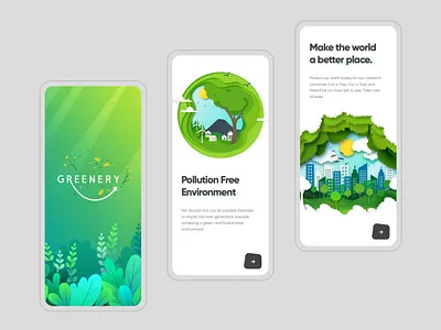 Onboarding App Screen app branding clean creative design gradients illustration interface ios app design mobile modern pollution typography uiux website