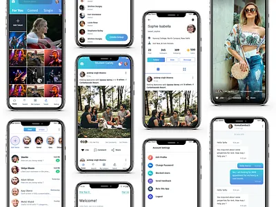 Social Media insta UI adobe app blue branding categories chatapp clean design designoweb followers gradient icons instagram instagram stories notifications profiles socialmedia stories ui uiux