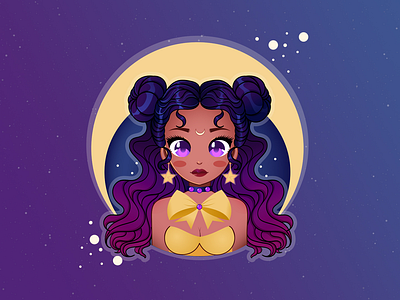 Anime Girl Logo Design anime beautiful character characterdesign cute design girl illustration logo moon vector