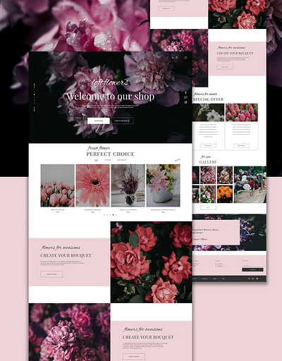 Flower shop showcase presentation. Loftflowers design landing shop ui ux web website