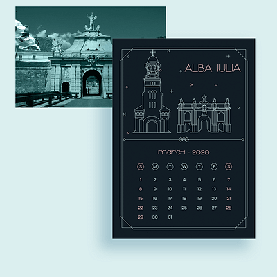 2020 Calendar Design - March 2020 2020 calendar alba iulia art deco calendar calendar design cities city illustration design graphic design illustration print print design romania