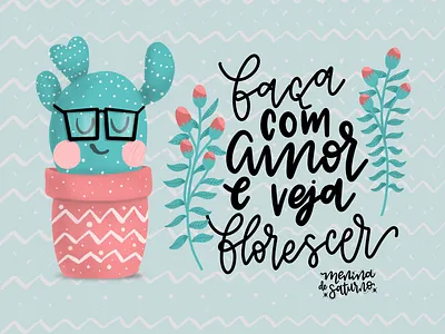 Do it with love and see it flourish cacti cactus digitalart flower handlettering instagram instagram post ipad lettering procreate procreate art procreateapp
