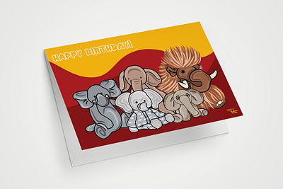 Birthday Card for kids animation birthday birthday card branding card design elephant illustration illustrator logo minimal typography ux vector