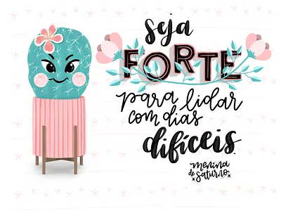 Be strong to deal with difficult days cacti cactus digitalart handlettering illustration instagram instagram post ipad lettering procreate procreateapp quarantine