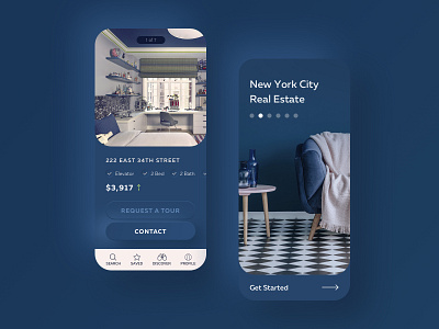 Blue Real Estate app blue blues design interface interior iphone mobile neomorphic neomorphism real estate skeumorphic skeuomorph ui ux