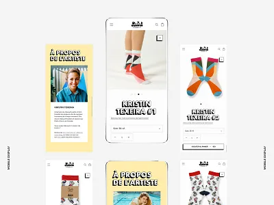 Label Chaussette - Mobile Display Product Page artist brand branding design e shop mobile ui socks typography ui