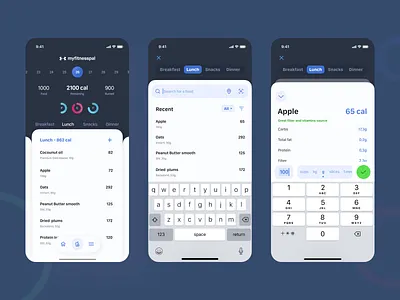 Myfitnessapl concept p3 application calories cards food minimal mobile design product design user interface