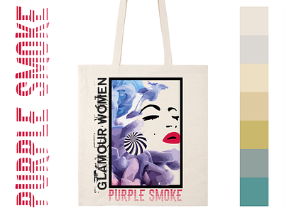 ECOBAG print PURPLE SMOKE art branding color design ecobag fashion fashion design glamour illustration print purple smoke style vector woman