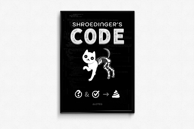 Shroedinger's CODE animal cat code codeart cute drawing figma illustration joke poster programmer programming vector