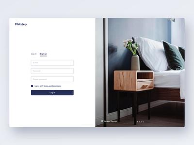 Flatstep – Registration Form clean layout design figma flat interface interior minimalism photography real estate registration form sign in sign up typography ui ux web