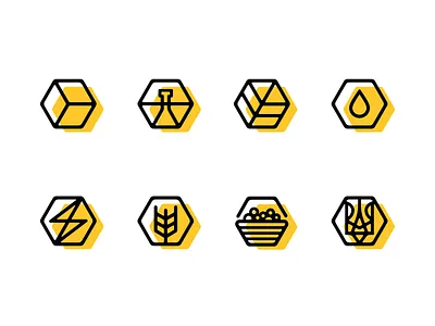 Bee Granola icon set bee bee icon brand designer branding flat design honey honey icon icon set icons icons pack logo logotype natural natural icon nazariy dudnik ui иконки лого логотип натуральное