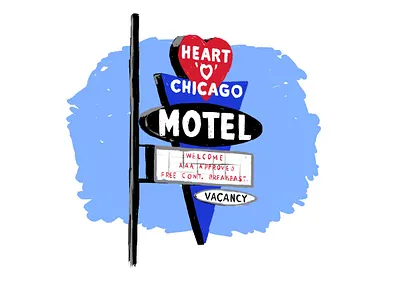 Heart O Chicago Motel adobe fresco chicago illustrator mcm midcentury neon sign