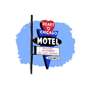 Heart O Chicago Motel adobe fresco chicago illustrator mcm midcentury neon sign